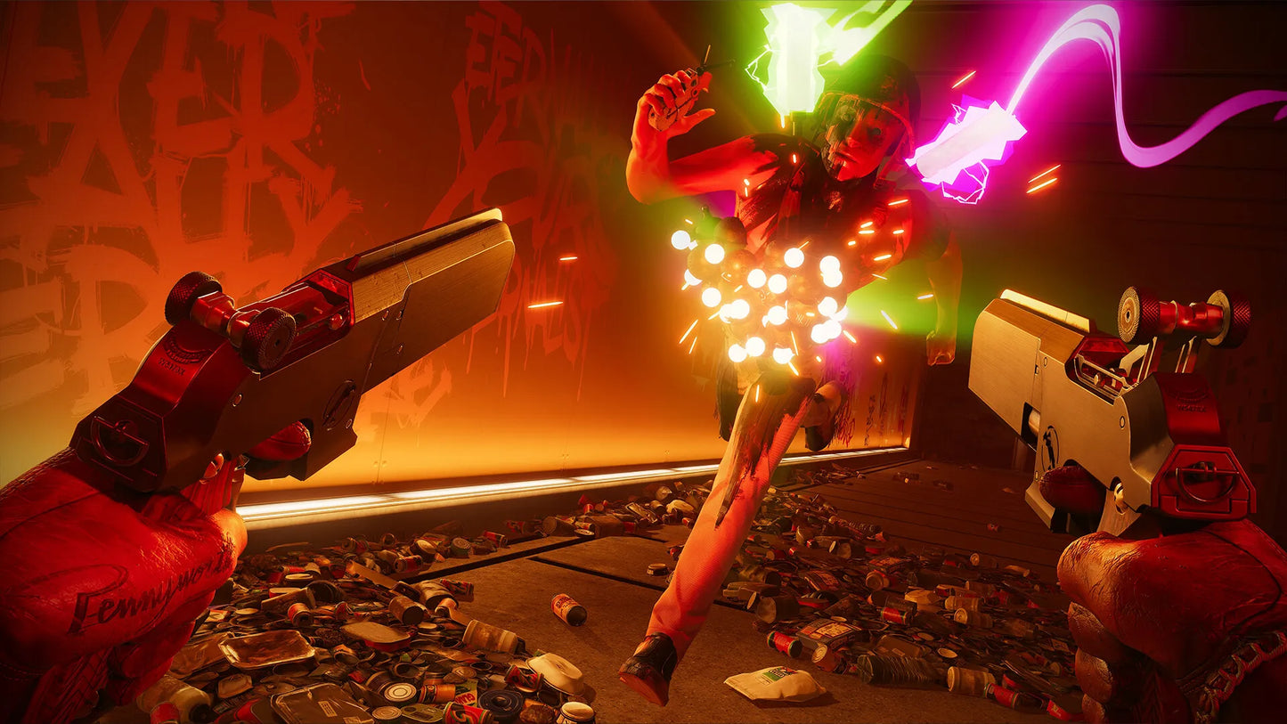Action-packed scene from a video game with characters in a combat scenario.