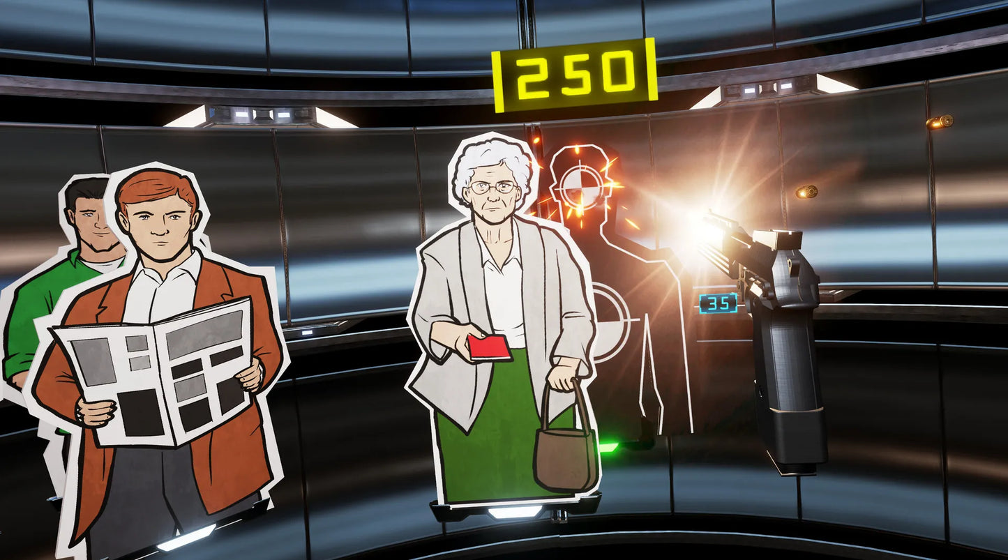 Cartoon-style characters in a futuristic setting with a large number '250' displayed.