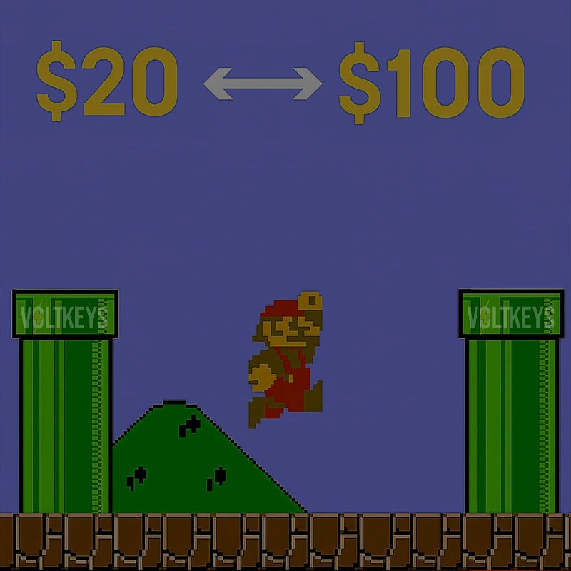 Super Mario game screen with money exchange rates displayed
