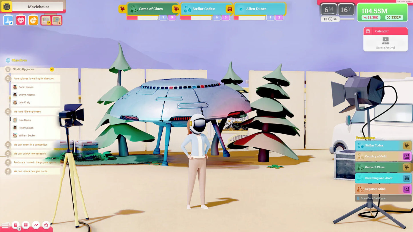 3D modeling software interface with a character and 3D objects