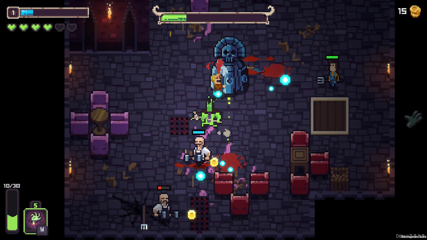 Game screen showing a dungeon with characters and combat elements.
