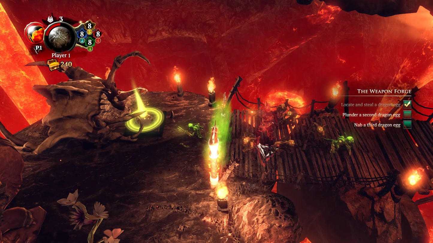 Gameplay scene from a fantasy-themed video game with characters and glowing elements.