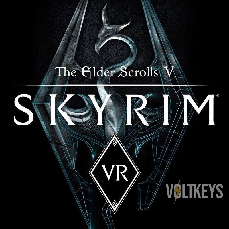 Logo for 'The Elder Scrolls V: Skyrim VR' with a dark background