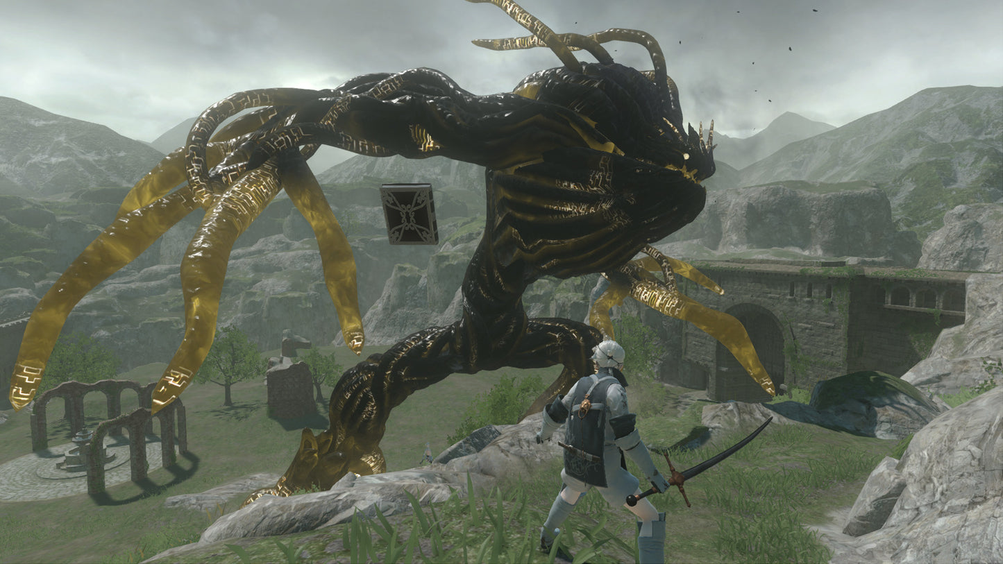 Large spider-like creature with gold accents in a fantasy setting