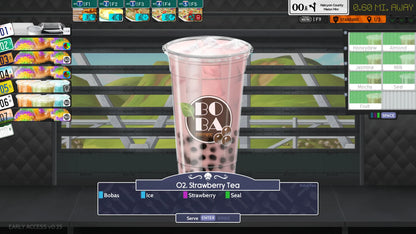 Boba tea cup with 'BOBA CO' branding on a screen interface