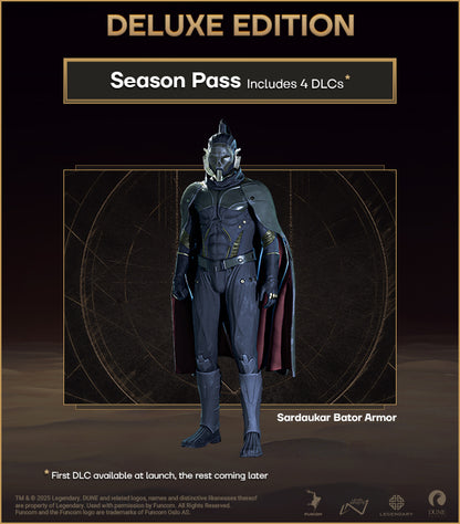 Deluxe edition season pass with Sardaukar Bator armor on a dark background