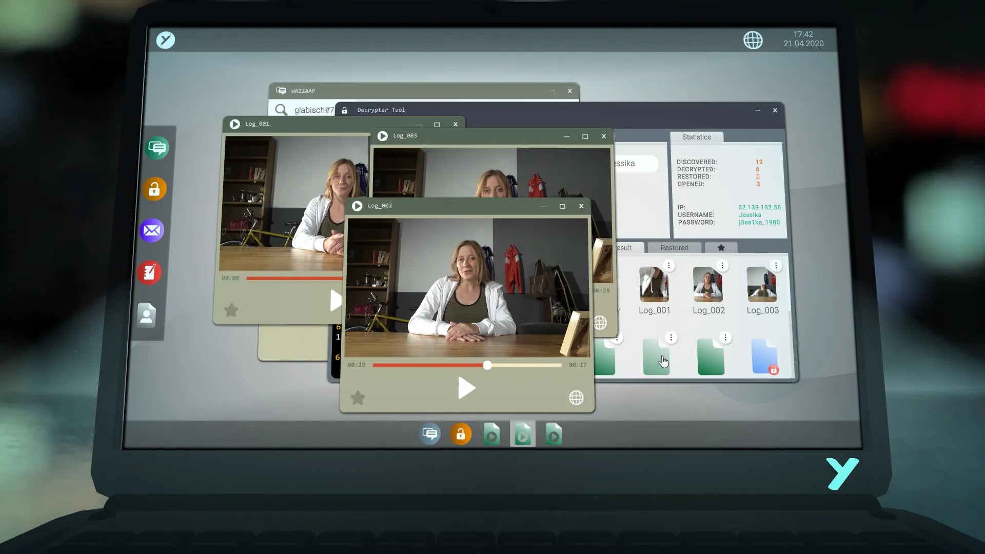 Laptop screen displaying a video conferencing interface with multiple participants.
