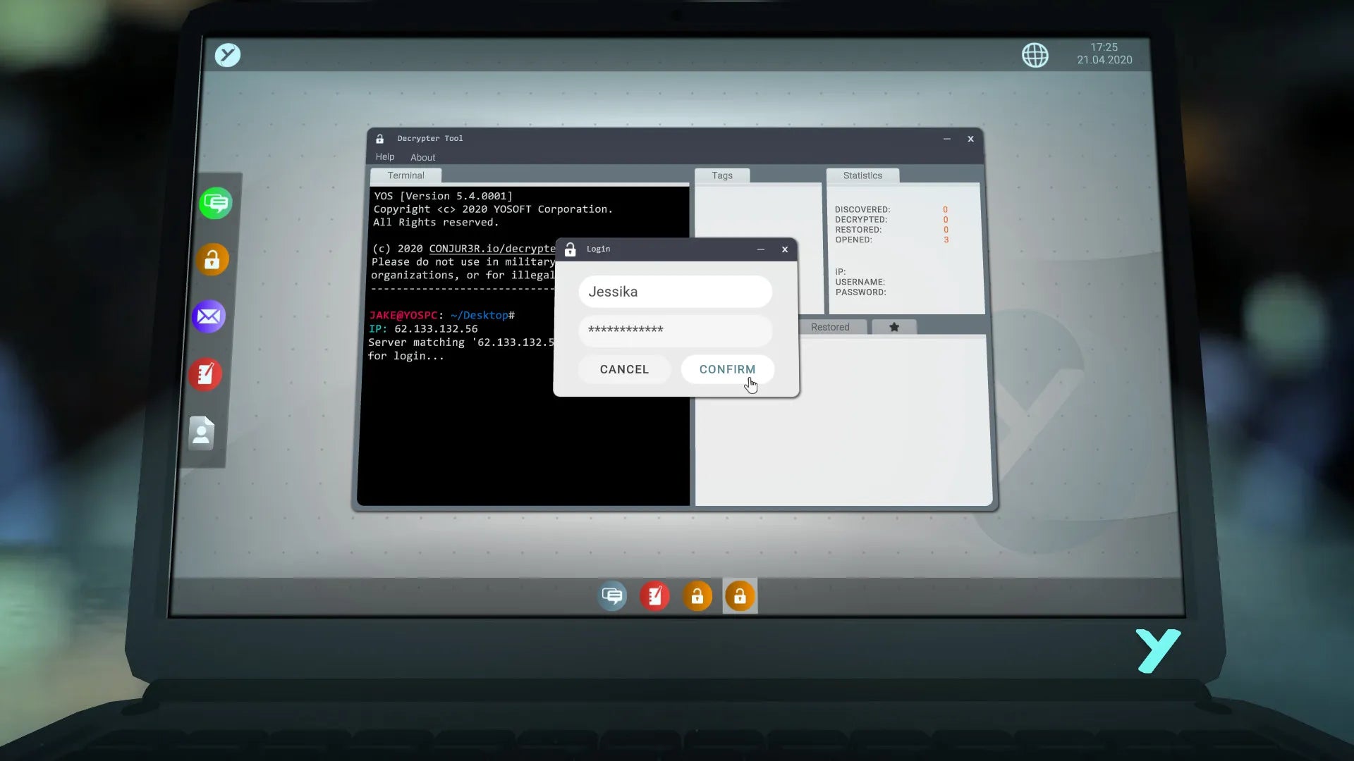 Laptop screen displaying a software interface with a dialog box