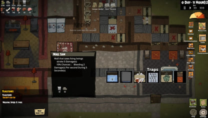 Game interface showing a room with traps and various items in a dark-themed setting