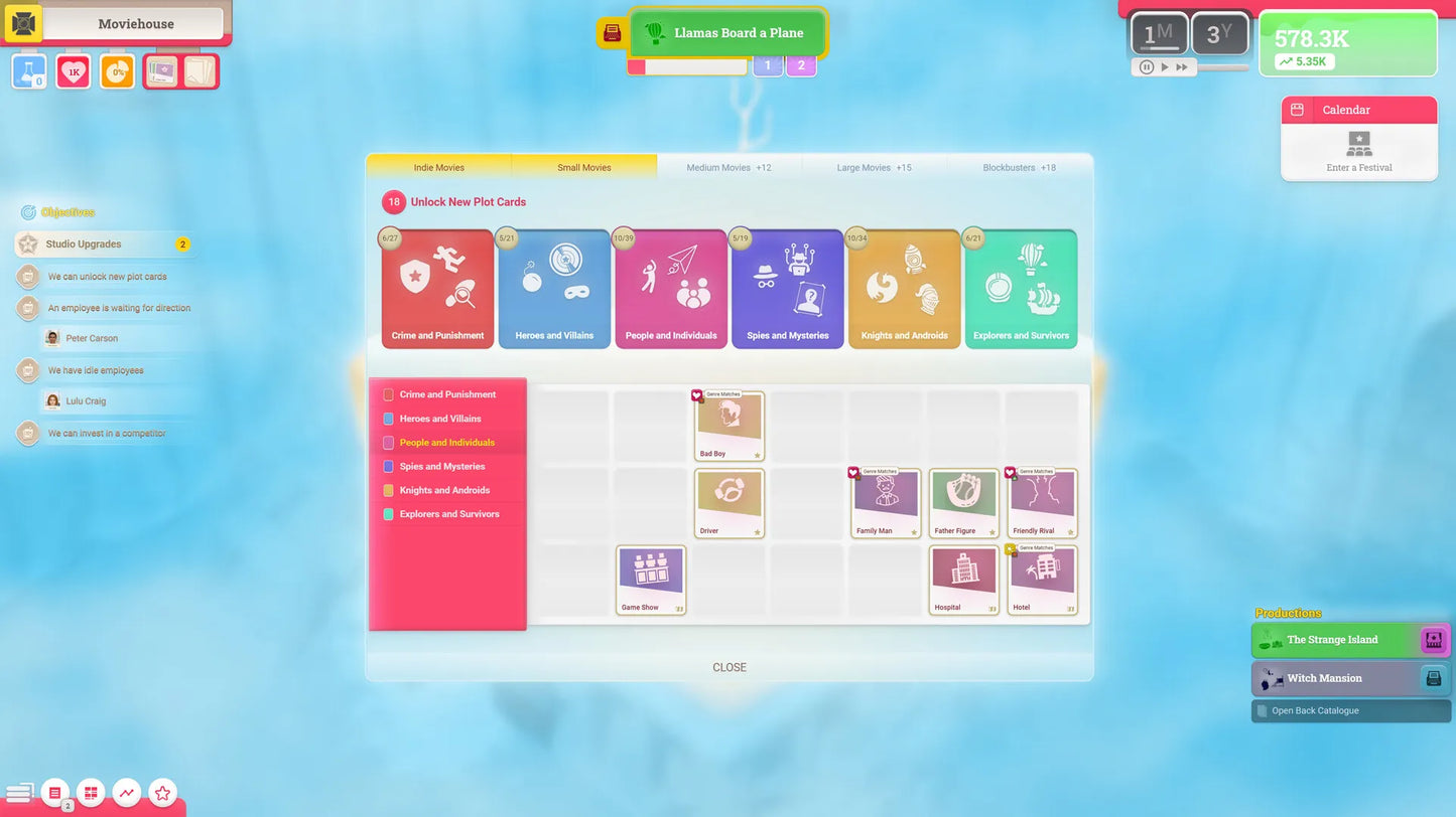 User interface with colorful icons on a blue gradient background