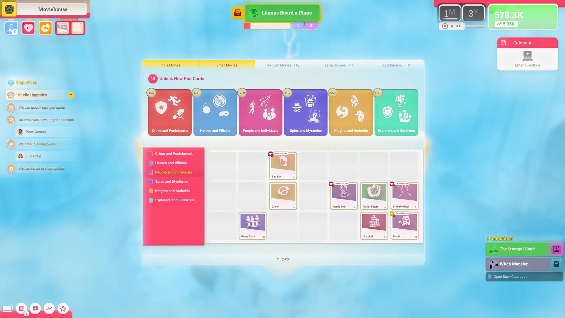 User interface with colorful icons on a blue gradient background