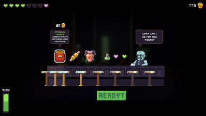 Game interface with character options and dialogue boxes on a dark background