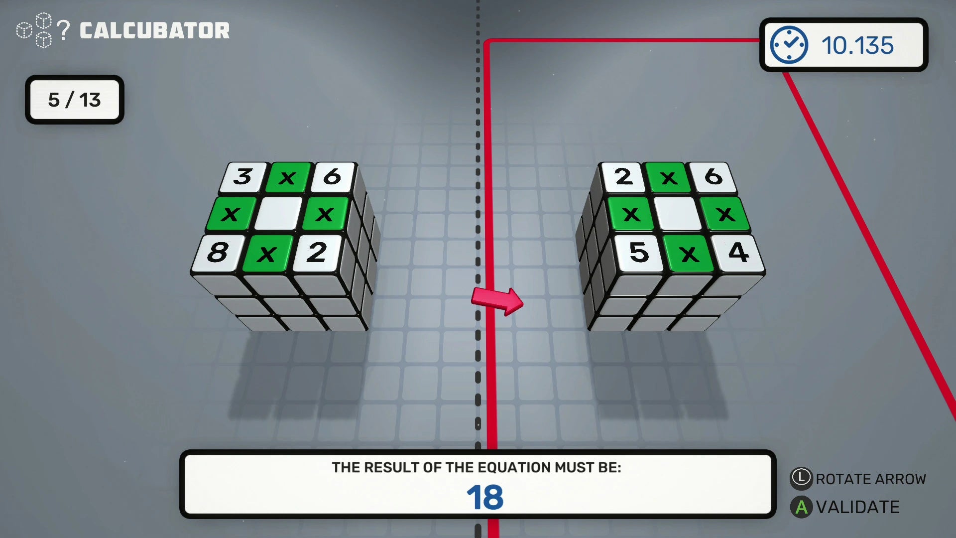 Rubik's Cube-like puzzle with mathematical equations on a grid background
