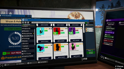 Computer screen with antivirus software interface and smartphone displaying a different app.