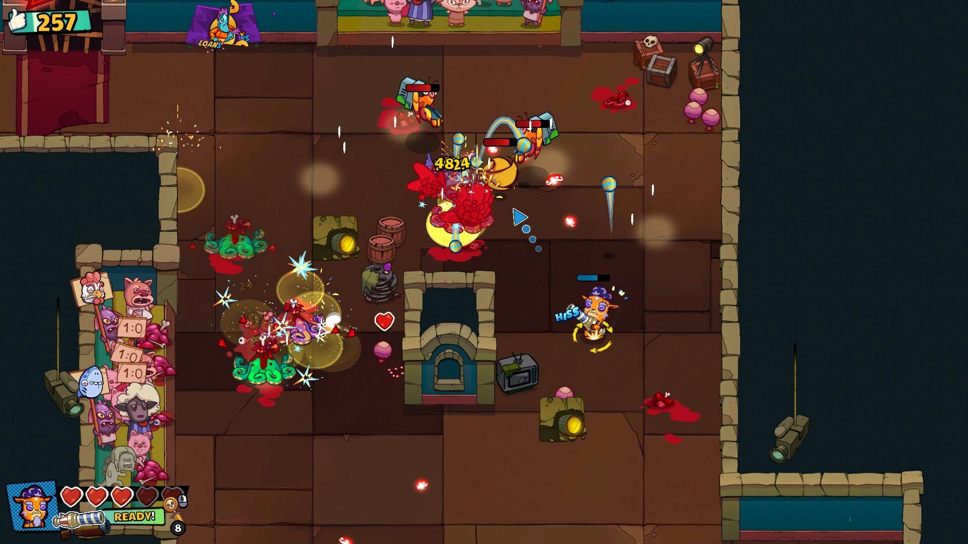 Screenshot of a platformer game with characters and platforms