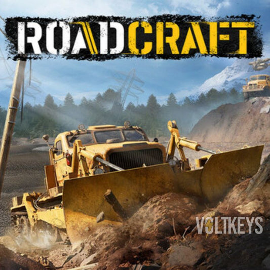 Digger in action with 'Road Craft' logo and VOLTIKEYS branding