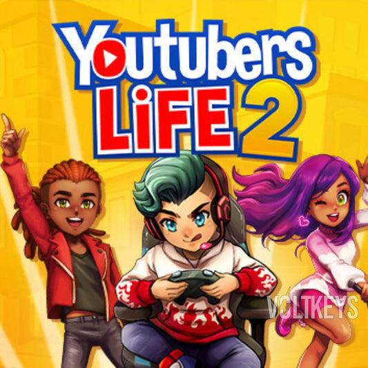 Cover of 'Youtubers Life 2' with three animated characters on a yellow background