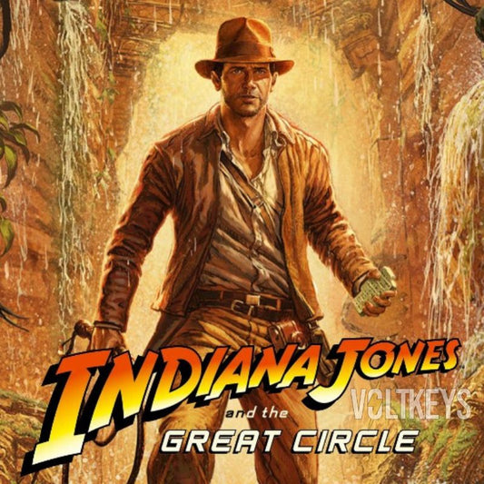 Character in a jungle setting with 'Indiana Jones' text