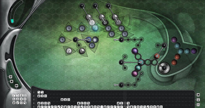 Computer screen displaying a complex molecular structure diagram on a green background