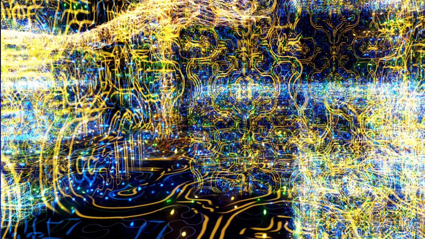 Abstract digital art with blue and yellow colors
