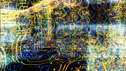 Abstract digital art with blue and yellow colors