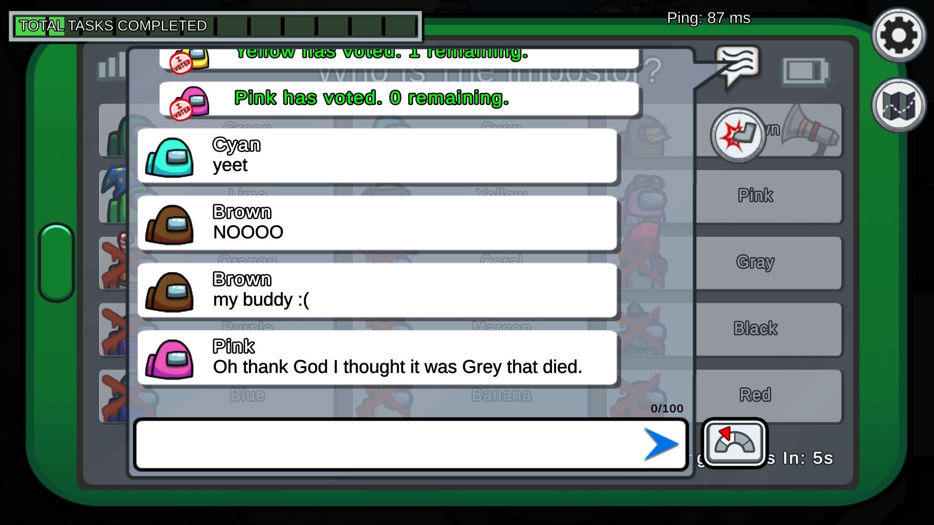 Text chat interface with user interactions on a smartphone screen