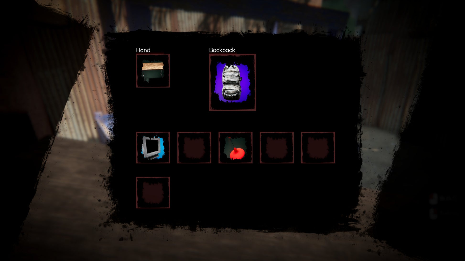Game interface showing inventory items on a dark background